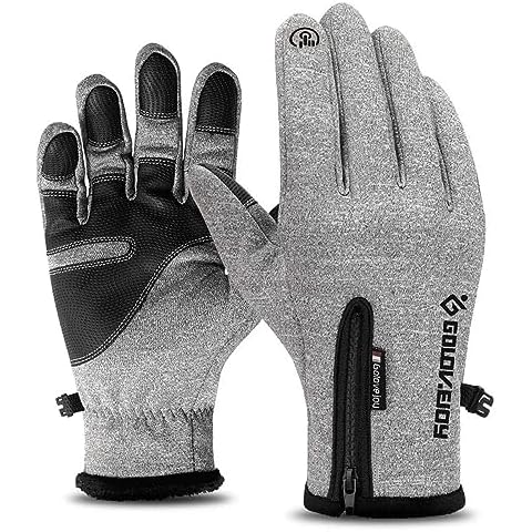 ZBDLXMD Winter Gloves Men Women -10℉ Touch Screen Waterproof Driving Warm Windproof Full Fingers Skiing Outdoor Work Cycling Fishing (Gray, Medium) Cover