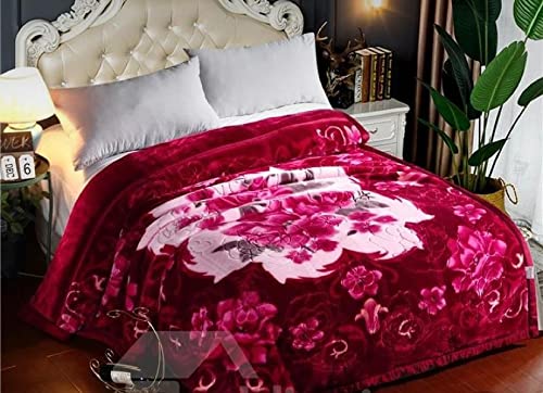OMAJA HOME Super Soft Double Ply 480 TC Mink Blanket Luxury Double Bed Double Ply Imported Mink Blanket for Heavy Winters - 4kg (King Size, Pack of 1) (Multicolor10)