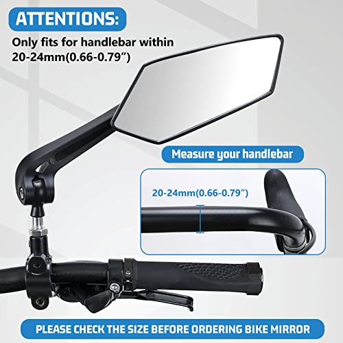 Bike Mirrors Handlebar Rearview Mirror, Adjustable Bicycle Mirrors For Handlebars, Shockproof Bike Mirror, Wide View Hd Glass Bike Rear View Mirror For Mountain Road Bikes Electric Bicycle (A Pair) #TOP3