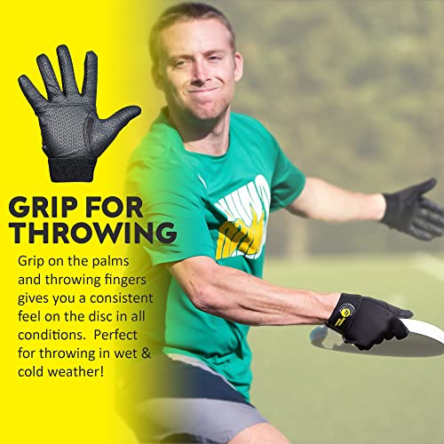 Friction Gloves - Ultimate Frisbee Gloves - Rubberized Palm & Fingers For Amazing Grip In All Conditions - Play Your Best In Any Weather - (Adult Xs) #TOP2