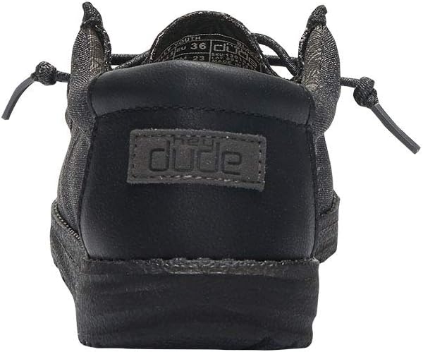 Hey Dude Boy's Wally Youth Black Size 1 | Boy’s Shoes | Boy's Lace Up Loafers | Comfortable & Light-Weight