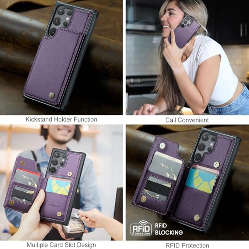 Vinich for Samsung Galaxy S23 Ultra Wallet Case with Card Holder, RFID Blocking Credit Slots Kickstand Shockproof Phone Cover Fit for Galaxy S23 Ultra 6.8" Purple by Vinich - Used condition - Image 3
