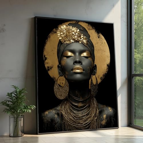 Tableau africain de prestige en toile tendue sur châssis en bois