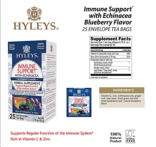 Hyleys Immunity Tea With Echinacea Blueberry Flavor - 25 Tea Bags (1 Pack) - Support Your Immune System #TOP5
