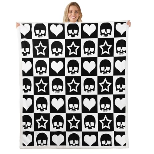 Plaid gothique flanelle haute densité | Couverture Halloween géométrique patchwork lit