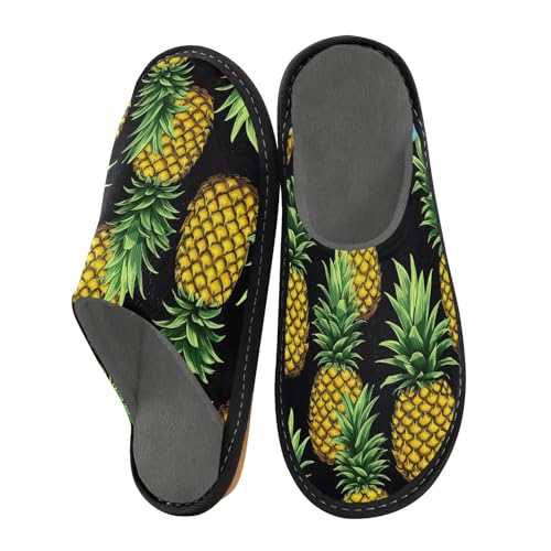 Cute Pineapple Fuzzy Slippers Soft Home Bedroom Slippers for Women Men House Shoes2