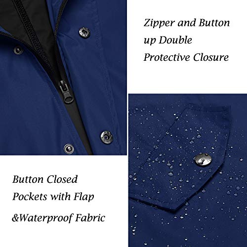 JINIDU Mens Raincoats Waterproof with Hood Lined Rain Jacket for Men - Thumbnail 6