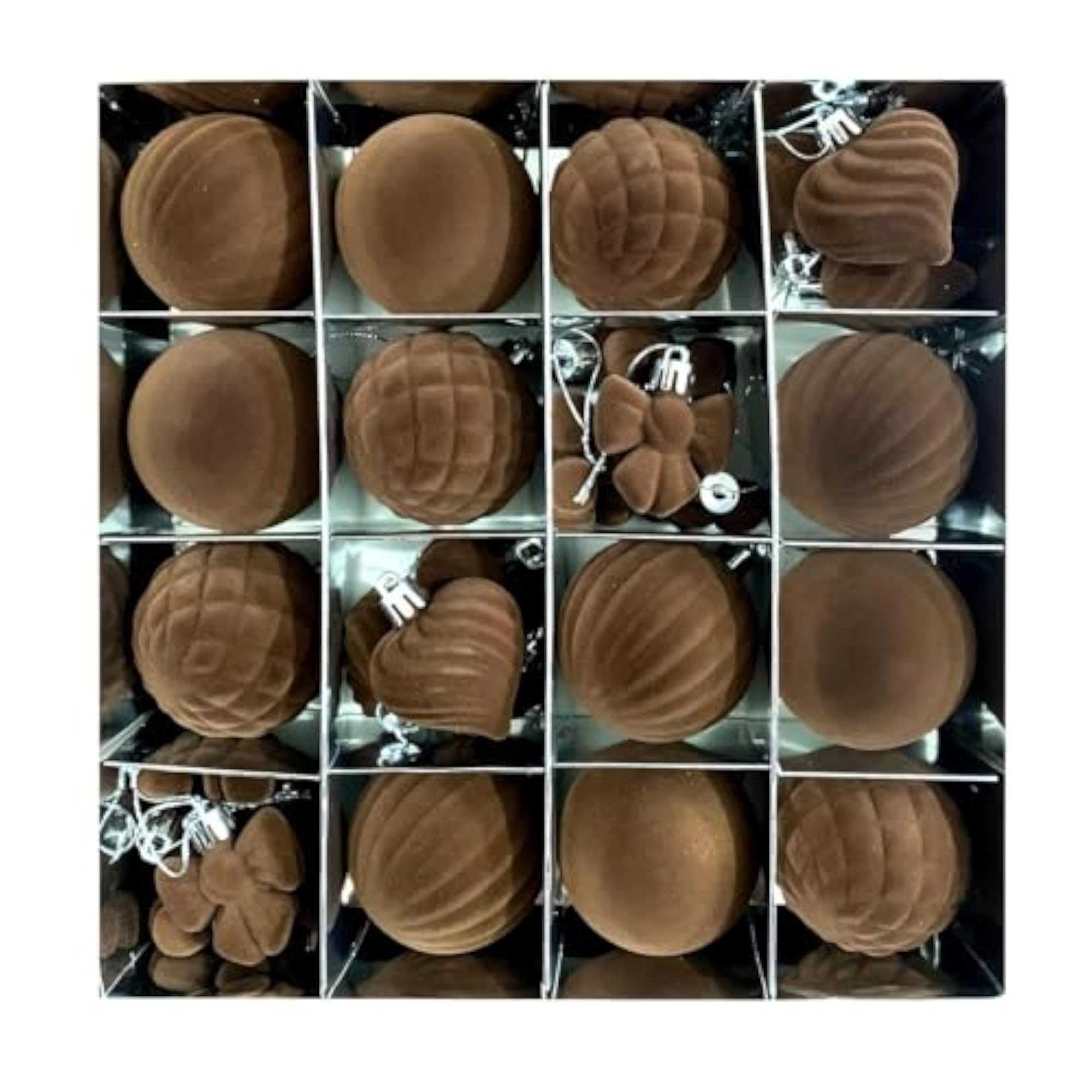 16 Pieces Christmas Flocking Balls for Holiday Decoration