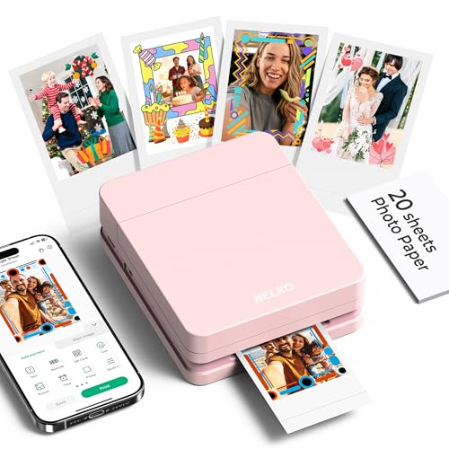 Nelko Photo Printer, PP01 Color Portable Mini Photo Printer, Instant Smartphone Inkjet Sticker Printer, Sticky-Back Photos, for iOS & A…