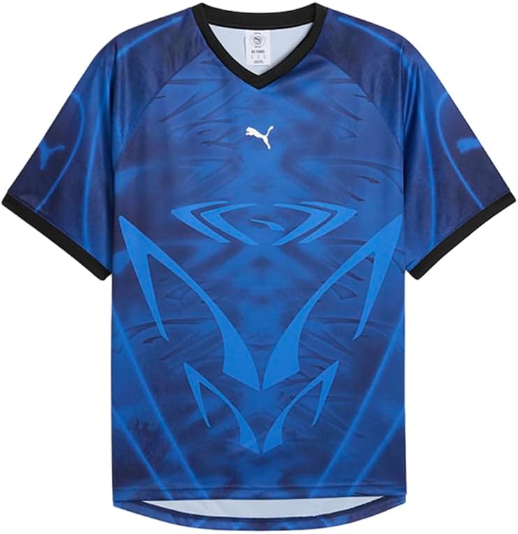 PUMA Mens Pumatech-X All Over Print Relaxed V Neck Short Sleeve Jersey Casual - Black