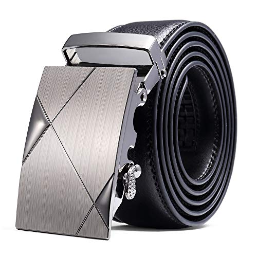 Ratchet Belts for Men Genuine Leather Automatic Slide Dress Belts Adjustable No Hole