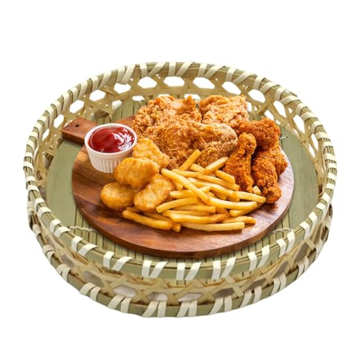 Corbeille à fruits tissée, bol à fruits tissé | Plateau alimentaire creux lavable à fond plat pour jardin, -manger, marché fermier, chignons cuits à la vapeur, pain, pommes de terre