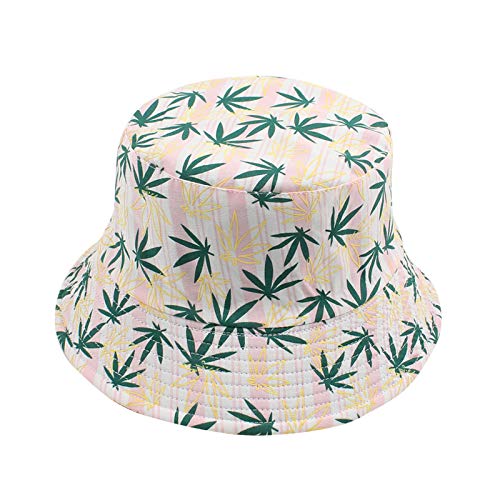 Adaskala Chapéu de balde com padrão de listras reversível embalável boné de aba larga Fisherman boné