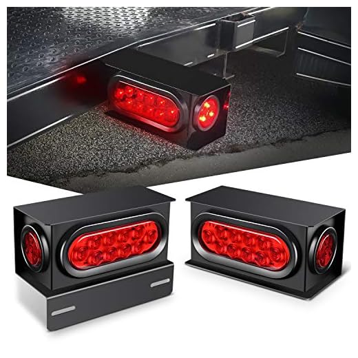 Nilight - TL-34 2PCS Steel Trailer Light Boxes Housing Kit w/6Inch Oval Red LED Trailer Tail Lights 2 Inch Round Red LED Side Marker Lights w/Grommet Plugs Wire connectors, 2 Years Warranty