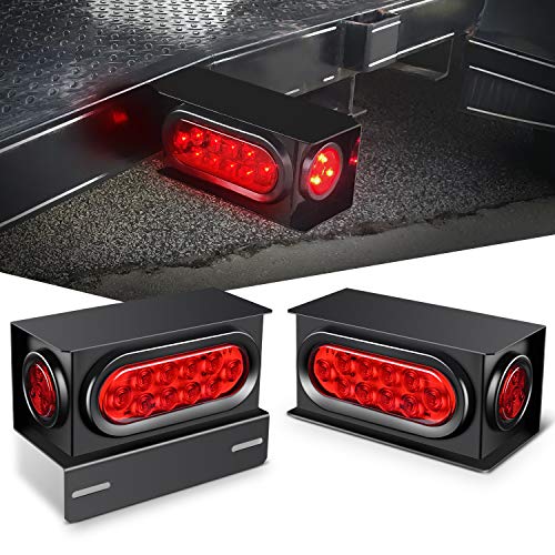 Nilight 2PCS Steel Trailer Light Boxes Housing Kit w/6Inch Oval Red LED Trailer Tail Lights 2 Inch Round Red LED Side Marker Lights w/Grommet Plugs Wire connectors by Nilight - Used condition - US$38.96