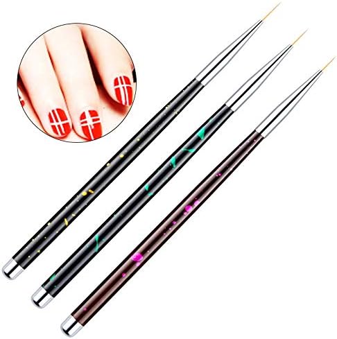 Nail Pens 3pcs/Set Acrylic Manicure Tools Nylon Hair Nail Art Brush Pen Aluminum Carving Painting Drawing Flower Design Tips 12mm/7mm/5.5mm for Nail Art
