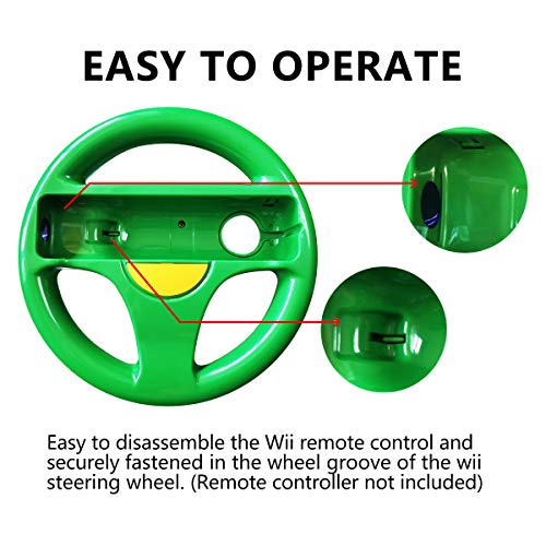 image for DOYO 2 pack Red and Green Wii Steering Wheel without Remote Control,Wi