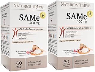 SAM-e 400mg 120 Enteric Coated Caplets (2 Boxes of 60) - Vegan, Kosher