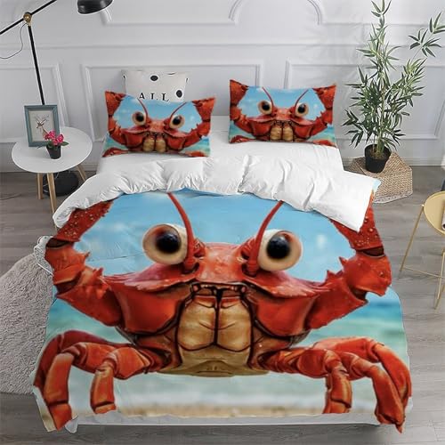Housse de couette crabe imprimé 3D en microfibre douce avec 2 taies - 6