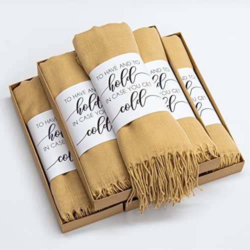 Pashmina Shawls and Wraps for Wedding, Pashmina Shawls and Wraps for Evening Dresses, Shawl Wraps Scarves for Women, Wedding Favors Gifts for Guests in Bulk, Bridal Shawl, Bridesmaid Gift (Gold)4