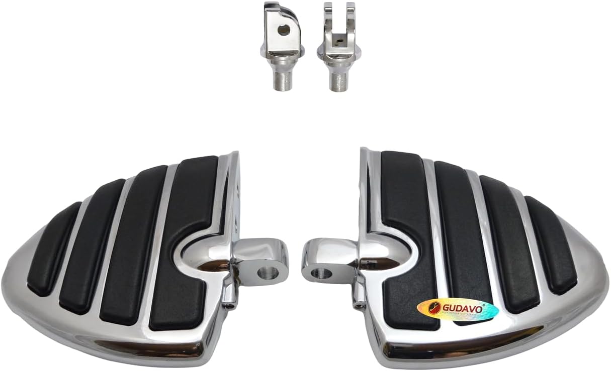 Motorcycle Chrome Aluminum Foot Pegs for front driver foot pegs compatible with Harley-Davidson Breakout (FXBR): (2018-2019; 2023) (GI chrome,Front)