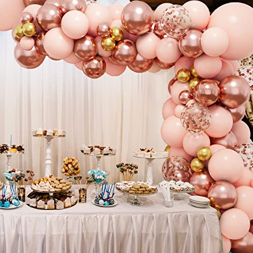 image for RUBFAC 143pcs Rose Gold Balloon Arch Kit Nude Pastel Pink Rose Gold Co