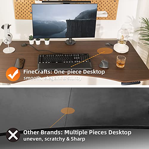 Finercrafts Standing Desk 71 X 32 Inches Dual-Motor Height Adjustable Desk Electric Sit Stand Desk Home Office Desks Whole Piece Desk Board (English Walnut Desktop/Black Frame) #TOP5