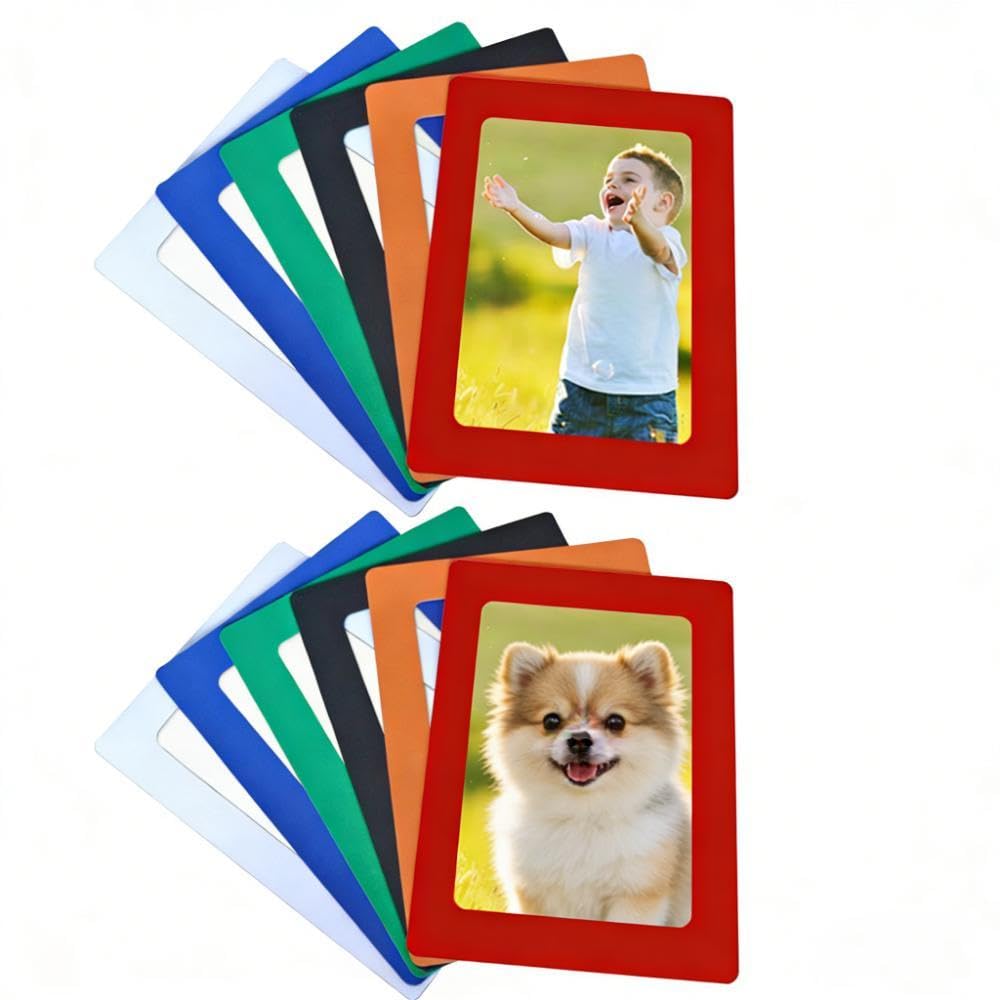 Wubayi 6In-12Pcs-6 Colors 12Pack 6Inch Magnetic Photo Frames For Fridge,Self Adhesive Magnetic Picture Frame Holder Waterproof Clear Sign Holders For Paintings,Photos,Notices,Certificate,Poster