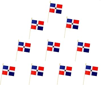 10 Pack Dominican Republic Flags -DOM Handheld Flag-5x8 in,Dominican Mini Flag. Suitable For Party Decorations, Store Displays, Bar Decorations And National Day Parades.