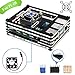 Produktbild WayinTop Gehäuse für Raspberry Pi 4 B, Hülle mit Lüfter Kühlung Aluminium Kühlkörper für Raspberry Pi 4 Model/Pi 4B Schwarz/Klare (Ohne Platine)