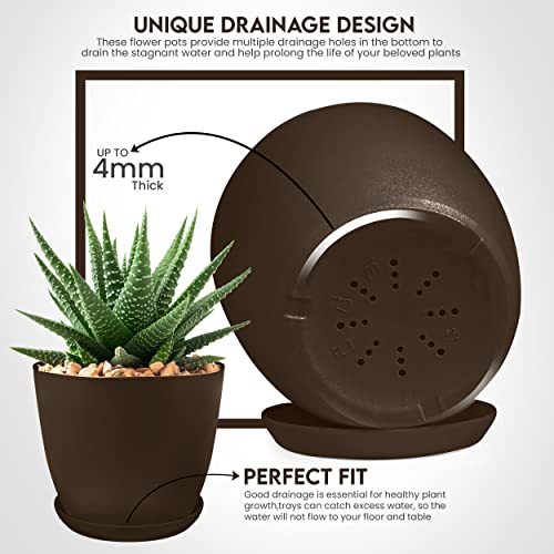 image for Utopia Home - Plant Pots Indoor with Drainage - 7/6.6/6/5.3/4.8 Inches