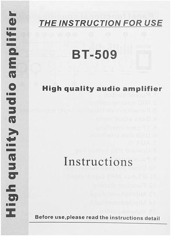 Remote control for the YONGYAO BT-509 amplifier