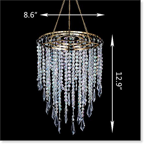 Sunli House Modern Mini Chandelier Shade,H12.9 X W8.66 Chandelier Light Fixture Sparkling Decorations For Wedding Centerpiece Lampshade With Acrylic Jewel Droplets #TOP1
