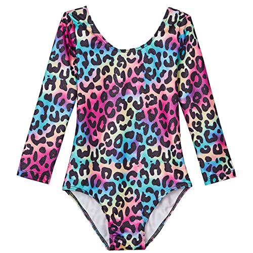 Image of Domusgo Toddler Leotard Gymnastics Long Sleeve, Sparkly Tumbling Dance Leotards for Baby Girls Kids Teens 2-14 Years