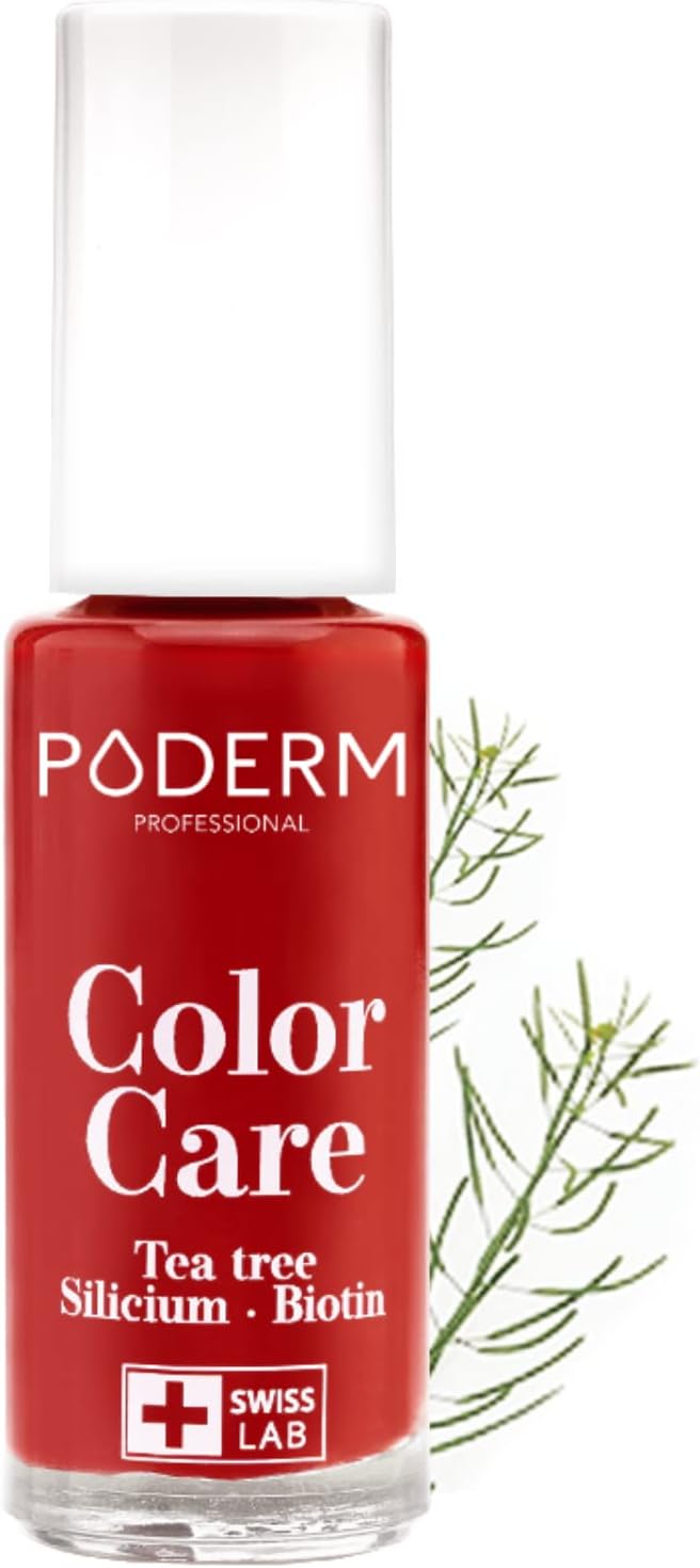 PODERMnail Polish – Enriched with Tea Tree – Improves nail appearance – Ingredients Natural/Vegan - foot/hand - Swiss Made (Red allure)