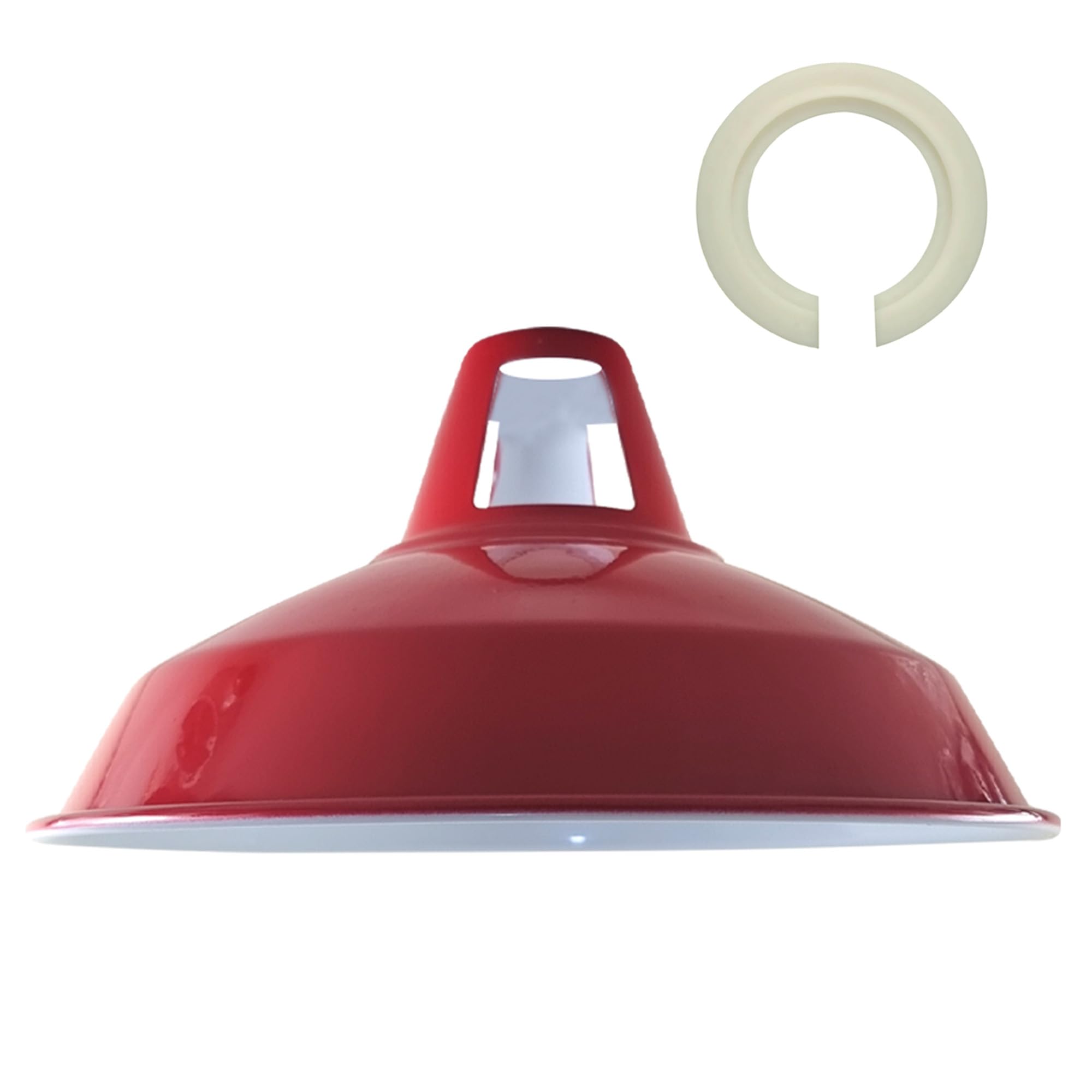 Red Metal Lamp Shade, 30cm Bowl Lampshade for Ceiling Pendant Lights & Table Lamps, Modern Easyfit E27, Light Living Room, Bedroom, Kitchen, Hallway, Home Decor, Office, Hallway, Replacement