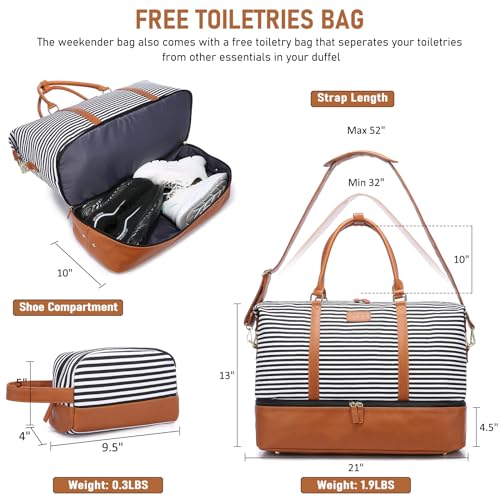 Women's Sucipi Canvas Weekender Duffle Bag with Shoe Compartment