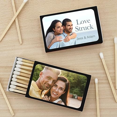 Personalized Custom Matches for Wedding Favors, Birthday Favors, Cigar Bar Matches (Set of 50 Matchboxes) (Black Box)