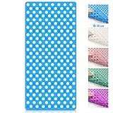 ACPOP Bath Tub Mat, Non-Slip Shower Mats with Suction Cups,Big Drain Holes,Machine Washable,TPE Soft Bathroom Mats, 28 x 14.5 Inch (Blue)