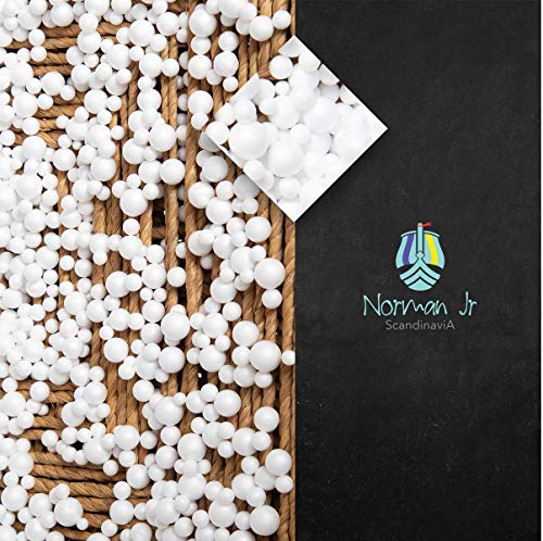 Image of NORMAN JR Premium Virgin Grade Thermocol Balls Refill for Pillows, Sofa, Bean Bags, Soft Toys & Beans for Bean Bag Refill 1 Kg (White)