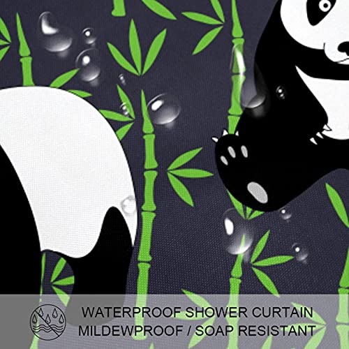 Rideau de douche Panda Gris 183 cm en tissu imperméable - 4