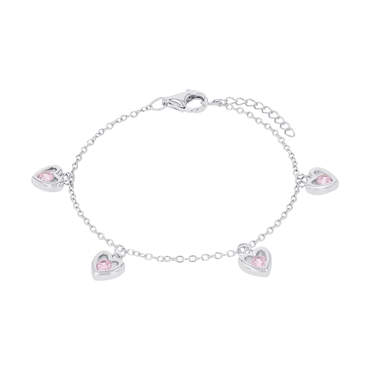 Prinzessin Lillifee bracelet 925 Sterling silver girls' children's bracelet, with zirconia synth., 12+2 cm, silver, heart, comes in jewelry gift box 2034230