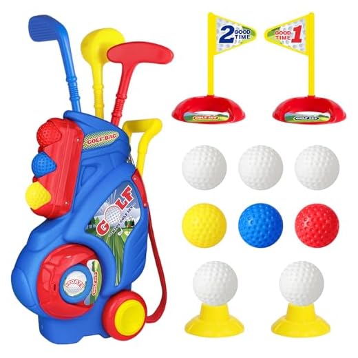 Jovizo Toddler Golf Set for Boys Girls 2 3 4 5 Years Old, Upgraded Kids Golf Cart with 3 Clubs & 8 Balls, Outdoor Indoor Sports Toys Birthday Gift, Blue