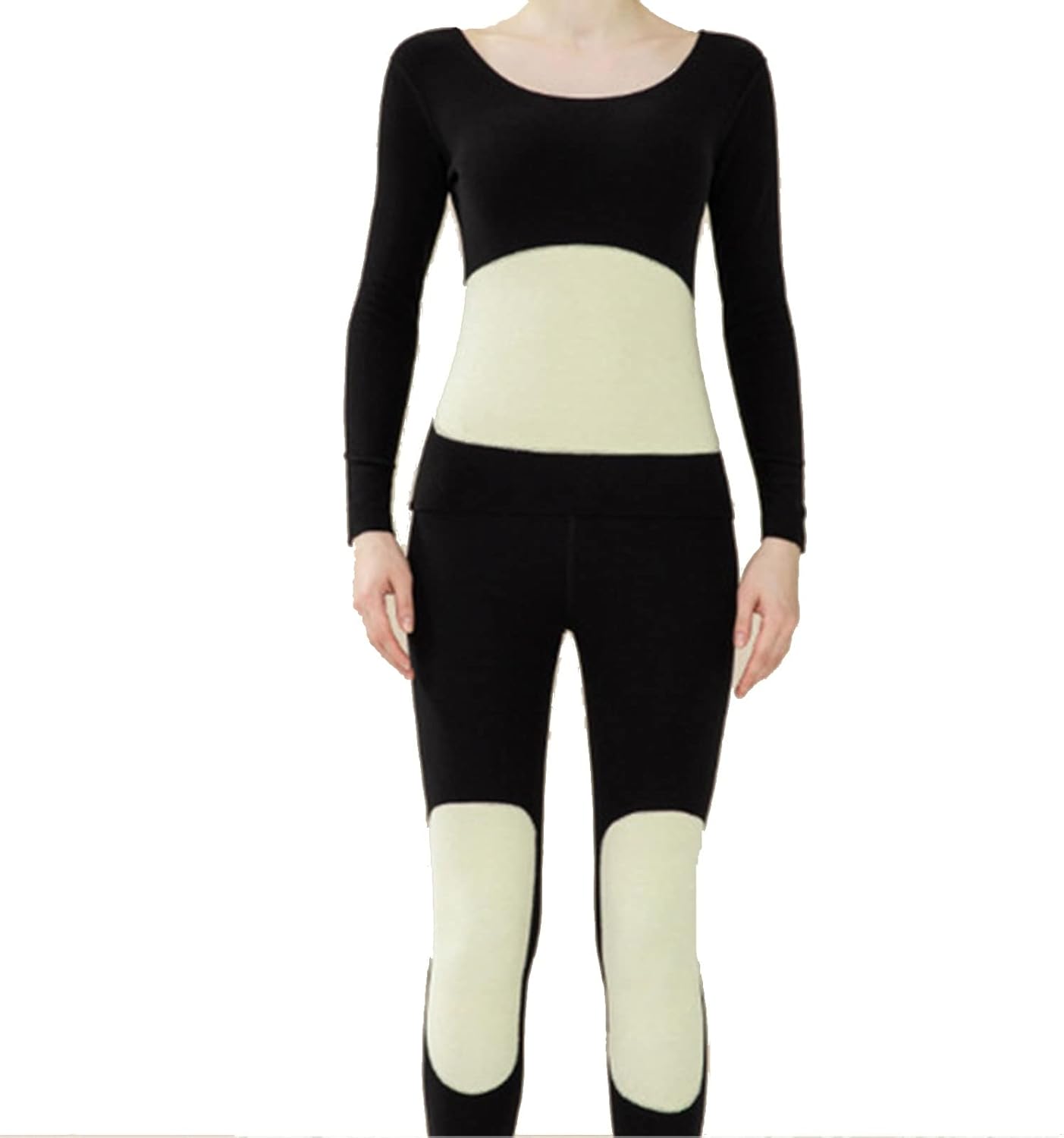 女性用サーマル下着 シームレスな冬の熱下着の女性ベルベットの暖かい長い