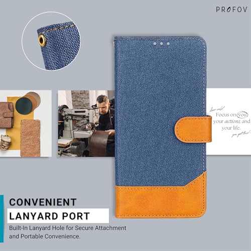 Image of Flip Cover for Moto G54 5G | Stylish | Kickstand Functionality | Denim & Vegan Leather Moto G54 5G Back Case| Magnetic Closure | Classic Blue