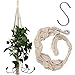 Colgador de macramé, soporte para colgar plantas, hecho a mano, estilo bohemio, cuerda de algodón, cesta para colgar flores, para interiores y exteriores, jardín, decoración del hogar