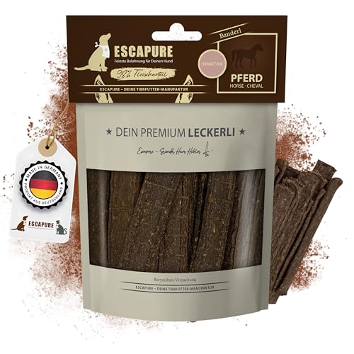 ESCAPURE Banderl - Hunde Leckerli aus Pferdefleisch in Premium Qualität - 98% Muskelfleisch - Protein Trainingssnacks ohne künstliche Zusatzstoffe & Getreide (150g)
