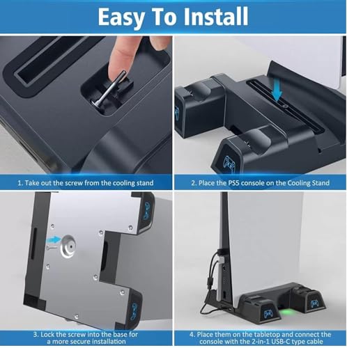 Base Vertical Compatível com Playstation 5 PS5 C/ Cooler + Carregador Duplo C/ Led - Oivo