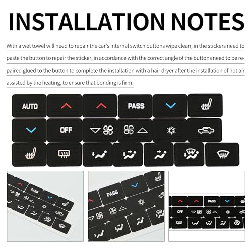 Image of Car Repair Decals Sticker fit for Buick Lacrosse 2005 2006 2007 2008 2009 Button Repair Decal Sticker Premium Vinyl Fix Ruined Button Steering A /C Radio Stickers Set Kits Repair Kit Control