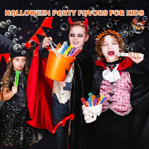 200 PCS Bubble Wands, Halloween Party Favors for Kids, Halloween Kids Goodie Bag Stuffers, Great Halloween Treats Toys, Girls Boys Classroom Prizes (10 Colors) by Letapapa - Image 3